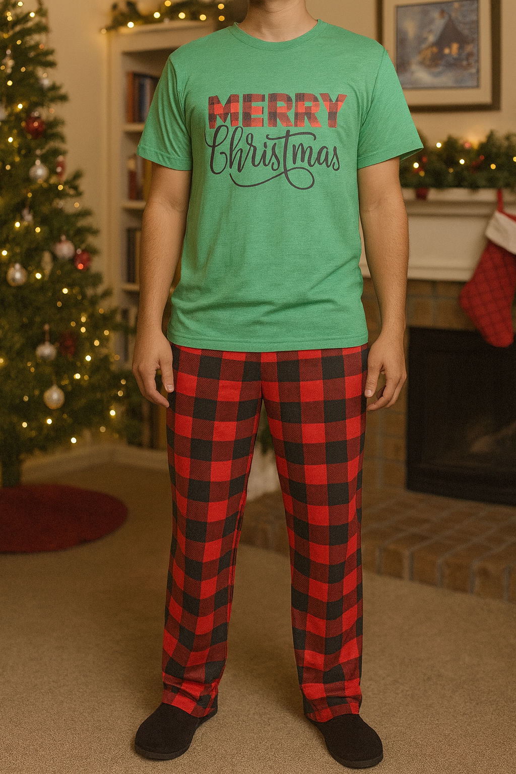 Merry Christmas Green PJ Set